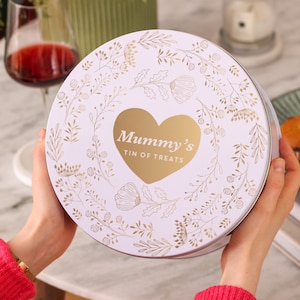 Personalised Gold Floral Cake Baking Tin For Mum, Personalized Cake Tin, Cake Storage Tin, Custom Cookie Tins, Mothers Day Gift, Mum Gifts