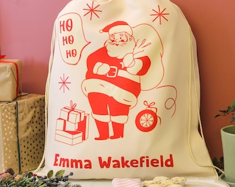 Personalised Red Santa Sack Gift For Kids Christmas Day - Premium Personalised Santa Sack or Christmas Sack To Make Their Christmas Special