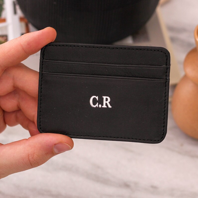 Personalised Slim Credit Card Holder Gift For His Birthday Customisable & Premium Wallet Card Holder With an Option of Keepsake Photo Gift image 1