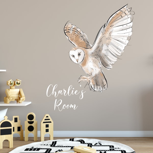Personalised Owl Wall Sticker For Bedroom Or Nursery, Owl Wall Art, Nursery Wall Sticker, Kids Wall Stickers, Custom Wall Decal, Kids Gifts