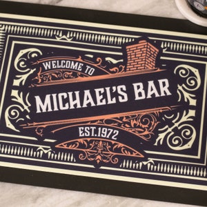 Personalised Brewery Bar Runner Gift For Dad's Home Bar Customised Man Cave Accessories or Bar Mats for Home Pub Personalised Beer Mats image 6