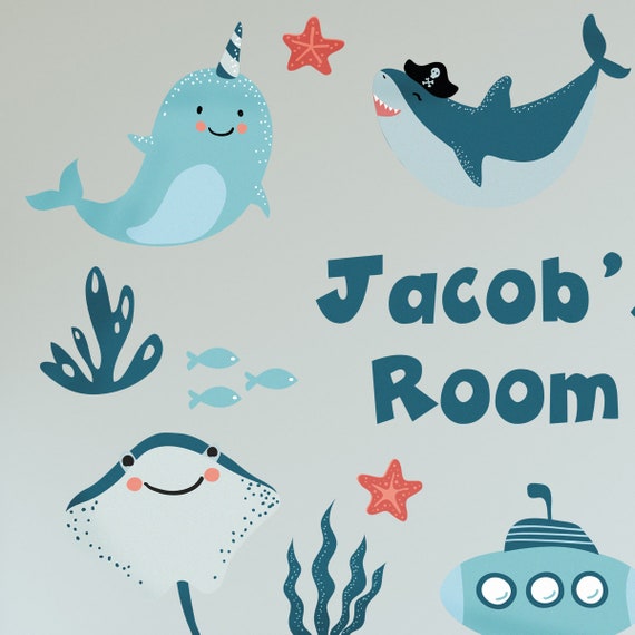 Under The Sea Wall Decals - Fish, Sharks & Seaweed Ocean Theme Kids Room Decor
