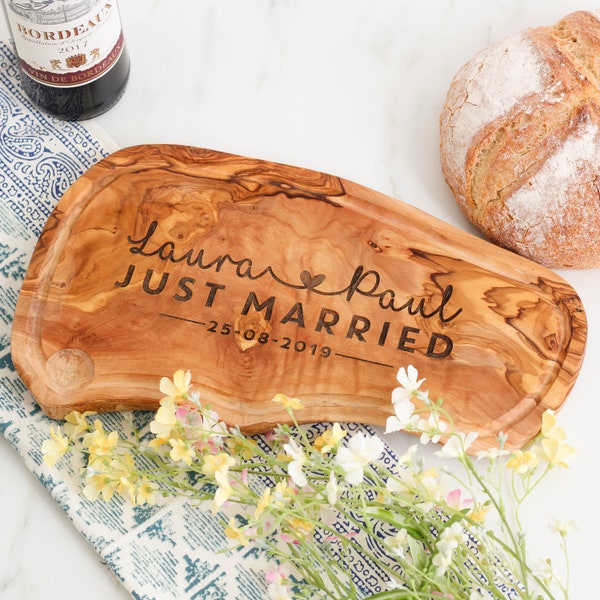 Personalised Just Married Wedding Chopping Board, Personalised Chopping Board, Wood Chopping Board, Custom Cutting Board, Wedding Present