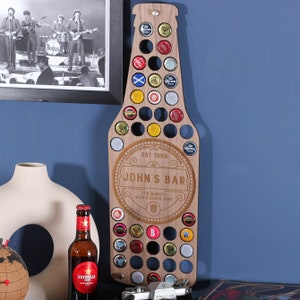 Personalised Beer Bottle Wall Art For Home, Beer Cap Collector, Bottle Cap Holder, Man Cave Decor, Beer Bottle Cap Art, Bottle Cap Wall Art image 4