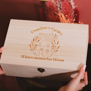 Regalo ricordo personalizzato per il giardino della mamma Giardinaggio domestico, scatola di legno personalizzata, scatola da giardino personalizzata, regalo per la festa della mamma, scatola di stoccaggio dei semi