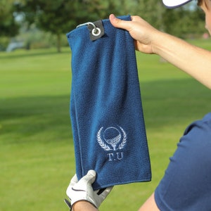 Personalised Golf Wreath Towel Accessories For Trolley, Personalized Golf Towel, Embroidered Golf Towel, Golf Trolley Towel, Gift For Golfer