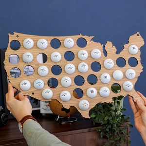 USA Golfball Wandkunst Reise Sport Geschenk für ihn, Golfball Vitrine, Golf Geschenke für Männer, Golfball Sammler, Valentinstag Geschenk für ihn