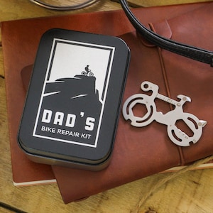 Personalised Dad's Bike Multi Tool Cycling Tin Kit | Unusual Bike Tool Makes A Great Fathers Day Present | Premium Bike Repair Kit for Dad