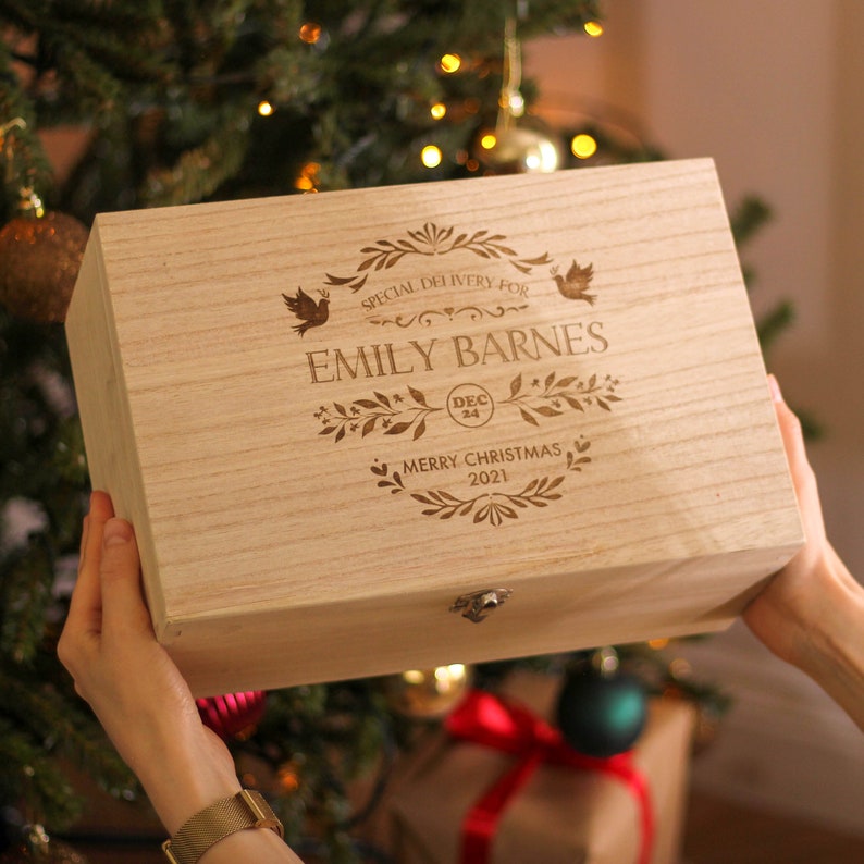 Personalised Special Delivery Christmas Keepsake Box, Personalized Wooden Keepsake Box, Wooden Christmas Box, Personalized Wood Keepsake Box image 2