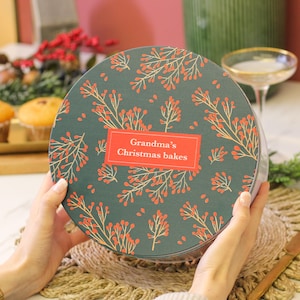 Personalised Christmas Floral Tin Gift For The Home Small And Large Bundle Custom Cake Storage Tin Biscuit Tin Christmas Tin Gift For Him