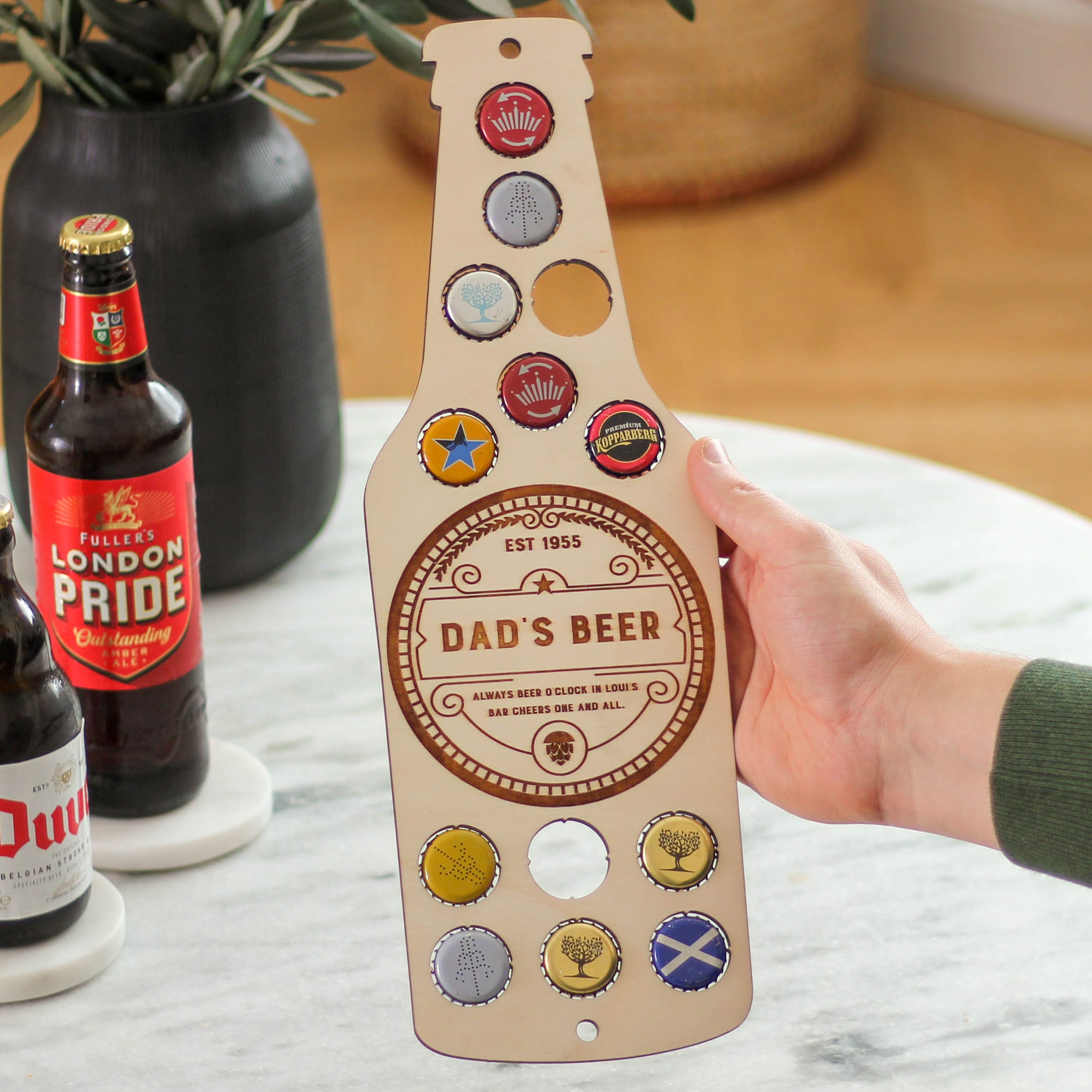Personalised Beer Bottle Cap Collector, Beer Cap Collector, Fathers Day Gift, Man Cave Decor, Bottle Top Collector, Beer Bottle Top Holder