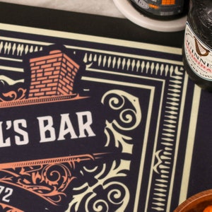 Personalised Brewery Bar Runner Gift For Dad's Home Bar Customised Man Cave Accessories or Bar Mats for Home Pub Personalised Beer Mats image 2