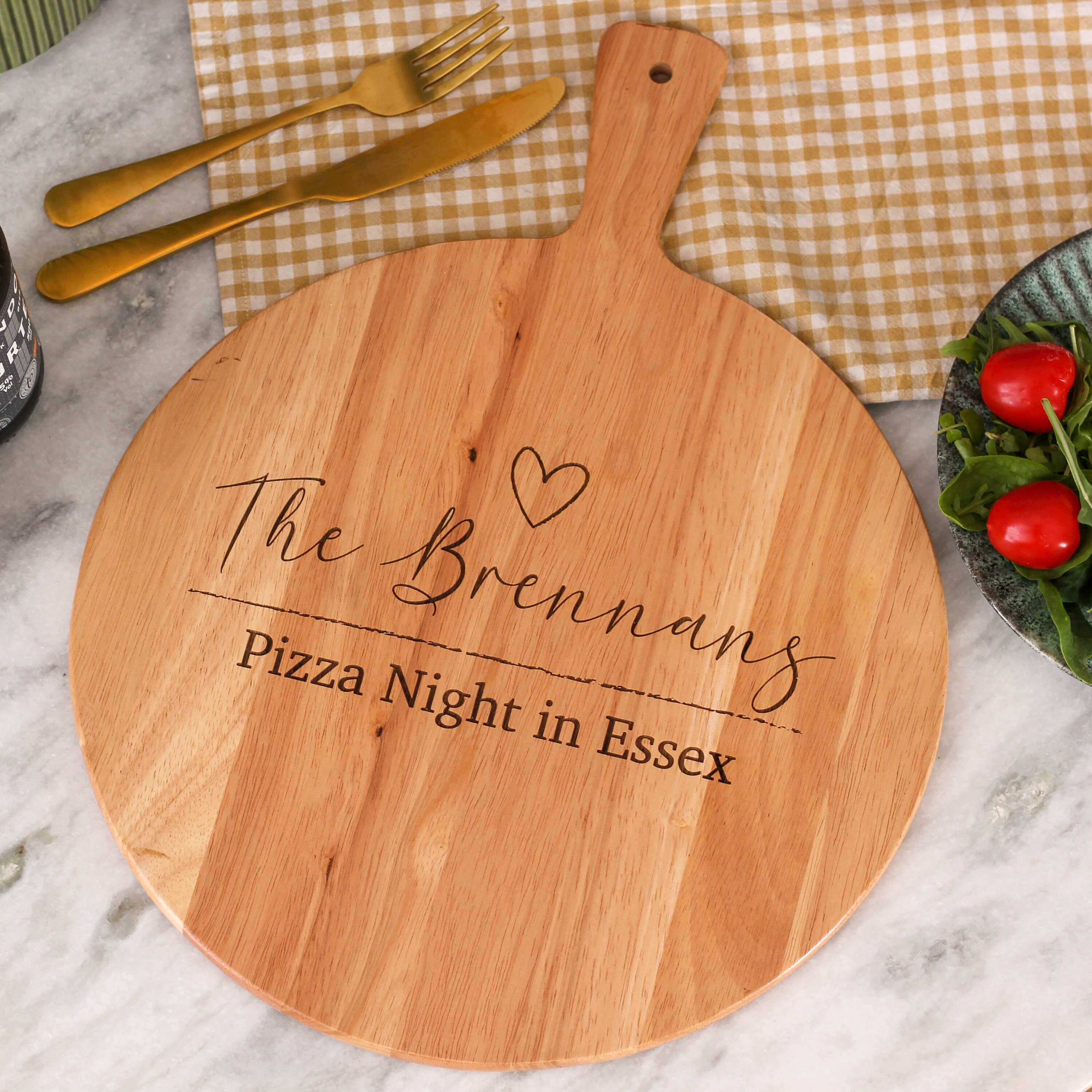 Personalised Family Night Pizza Chopping Board For Home | Customised Pizza Paddle Board for Dad Birthday | Wooden Pizza Serving Tray