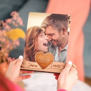 Personalised Wooden Free Standing Photo Holder - Gifts for Couples - Valentine&#39;s Gift