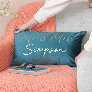 Personalised Mr And Mrs Velvet Wedding Cushion, Personalised Cushion, Mr Mrs Cushion, Wedding Gift, Velvet Cushion Cover, Velvet Cushion