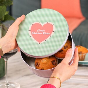 Personalised Gingham Cake Baking Birthday Treat Tin Small And Large Bundle Personalised Cake Tin Cake Storage Tin Cake Tin Box Kitchen Decor