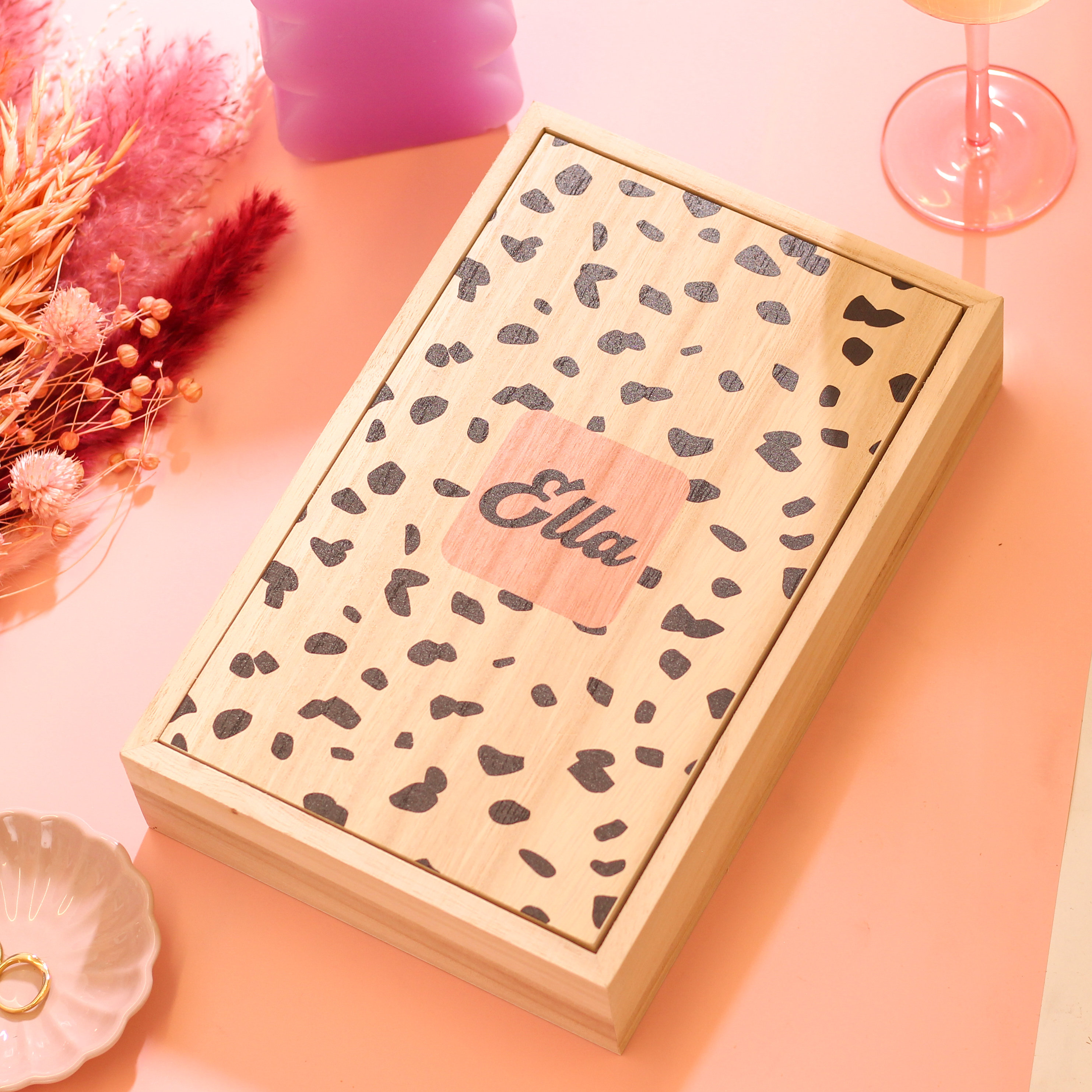 パーソナライズされたダルメシアンドット長方形ジュエリーボックス旅行