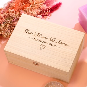 Personalised Mr And Mrs Memory Box, Wedding Memory Box, Personalised Memory Box, Engraved Wooden Memory Box, Wedding Gift, Gift For Couples