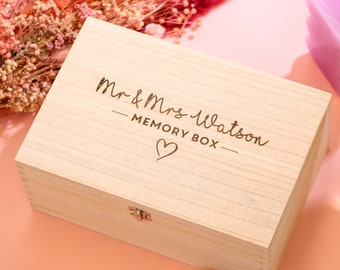 Personalised Mr And Mrs Memory Box, Wedding Memory Box, Personalised Memory Box, Engraved Wooden Memory Box, Wedding Gift, Gift For Couples