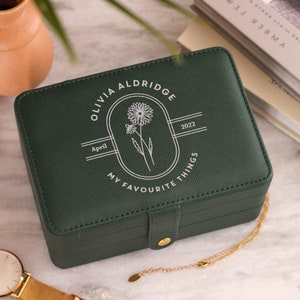 Personalised Birth Flower Jewellery Box, Jewellery Box, Leather Jewellery Box, Personalised Jewellery Box For Women, Mothers Day Gifts