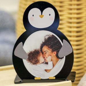 Personalised Children&#39;s Penguin Photo Frame Baby Gift, Custom Frame For Nursery, Gift For New Parents, Gift For New Mum, Custom Photo Print
