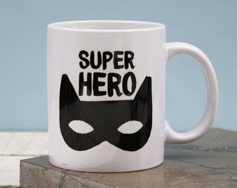 Superhero Mug, Custom Made Coffee Mug, Custom Coffee Travel Mug, Fathers Day Gift Superhero, Engraved Ceramic Mug, Mug For Dad From Daughter