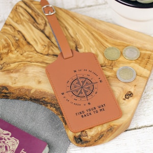 Gepersonaliseerde speciale locatie coördinaten bagagelabel, gepersonaliseerd leren bagagelabel, jettag, aangepast kofferlabel, cadeau stiefvader