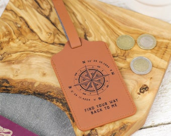 Personalised Special Location Coordinates Luggage Tag, Personalized Leather Luggage Tag, Jet Tag, Custom Suitcase Tag, Step Dad Gift