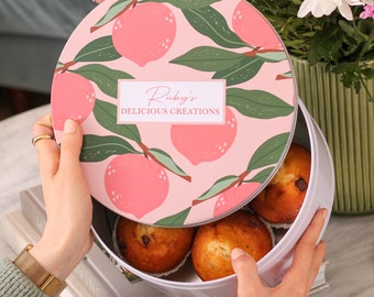 Cadeau floral botanique personnalisé en boîte de conserve, Moule à gâteau personnalisé, Boîte de rangement de gâteau, Boîtes à biscuits personnalisées, Cadeau pour la fête des Mères, Cadeaux pour mamans