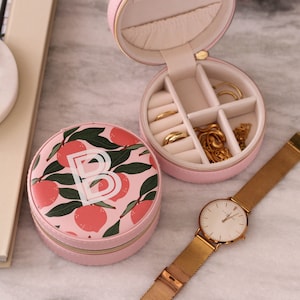 Personalised Botanical Travel Jewellery Box For Her, Floral Jewellery Box, Rose Jewellery Box, Personalised Travel Jewelry Box, Mum Gifts