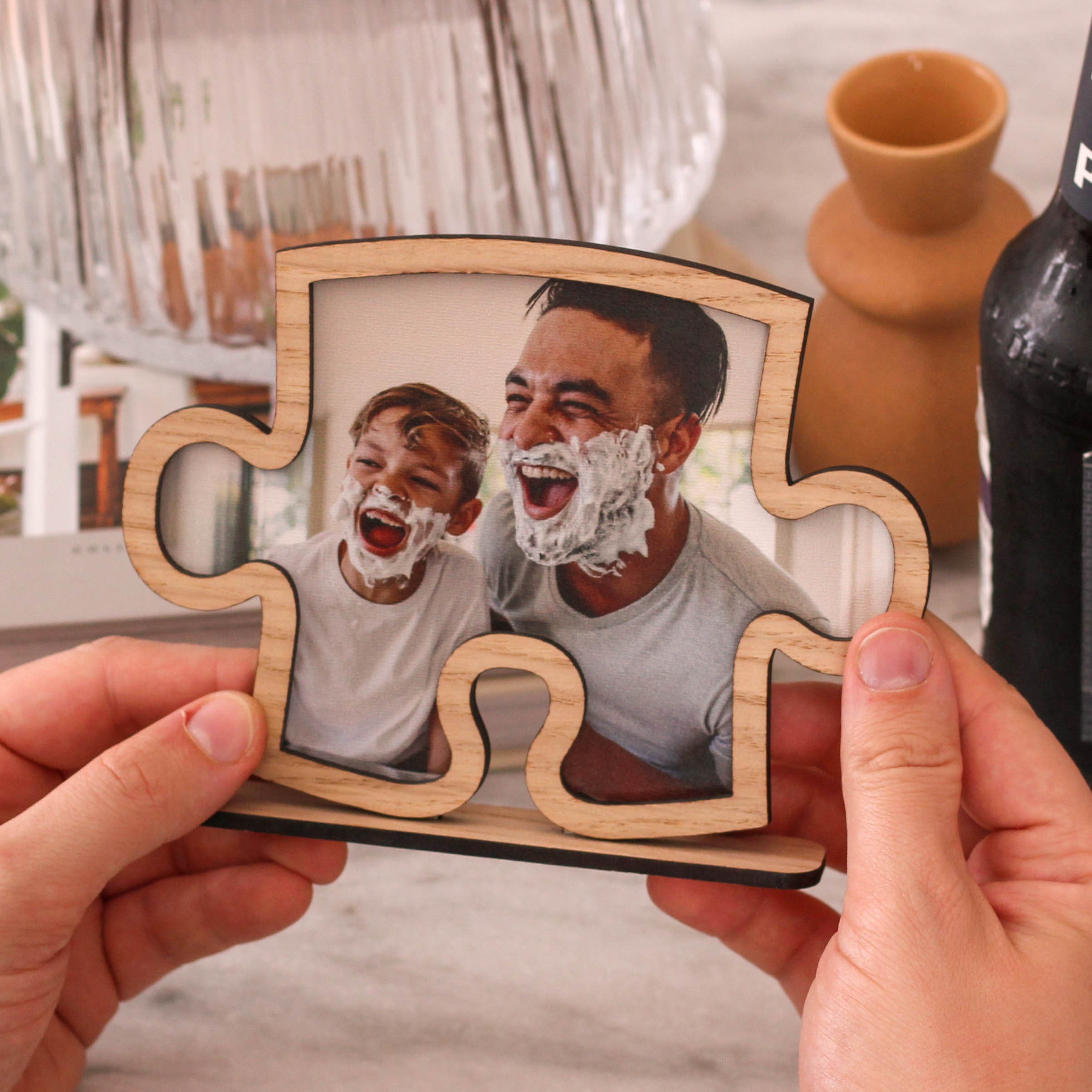 Personalised Father's Day Jigsaw Frame, Personalised Photo Frame Gift, Engraved Photo Frame, Custom Photo Frame, Fathers Day Photo Frame