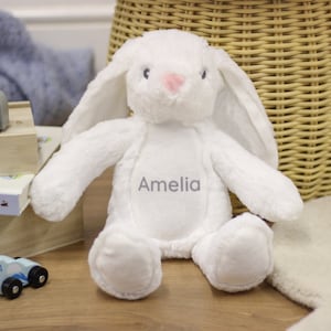 Personalised Rabbit Teddy Bear Soft Toy For Children, Custom Plush Bunny, Newborn Baby Gift, Nursery Decor, Unique Keepsake, Rabbit Soft Toy