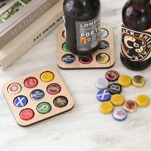 Beer Cap Collector Coaster Birthday Gift For Dad, Beer Cap Collector, Man Cave Accessories, Wooden Coaster, Beer Cap Display, Gifts For Dad image 4