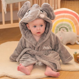 Personalisierter Elefant Morgenmantel Geschenk für Baby, Neugeborenen Kleid, Baby Morgenmantel, Kinder Morgenmantel, Neugeborene Geschenk, nach Hause kommen Outfit
