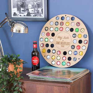 Personalised Beer Cap Music Vinyl Collector For Home, Beer Cap Collector, Bottle Cap Holder, Man Cave Accessories, Fathers Day Gifts