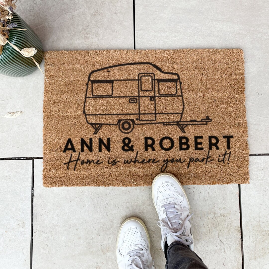 Personalised Caravan Doormat Travel Gift For Home, Personalised Doormat