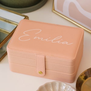 Personalisierte Schreibschrift Schmuckschatulle Schublade Organisator, personalisierte Reise Schmuckschatulle, Leder Schmuckschatulle, gravierte Schmuckschatulle, Mama Geschenk