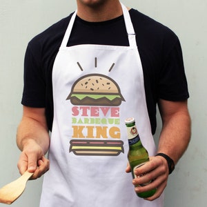 Personalised Burger Barbecue Apron Gift For Him, Personalized Apron For Men, Cooking Gifts For Men, Chef Apron For Men, Gift For Dad, Bbq