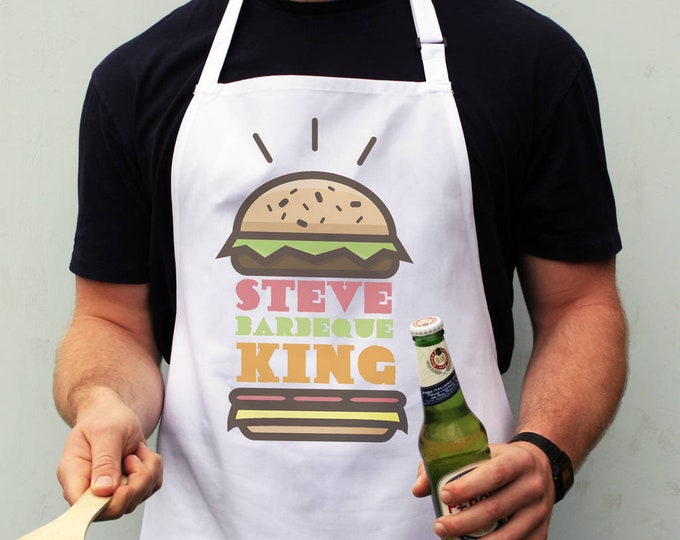 Personalised Burger Barbecue Apron Gift For Him, Personalized Apron For Men, Cooking Gifts For Men, Chef Apron For Men, Gift For Dad, Bbq