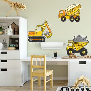 Personalised Set Of Three Diggers Wall Sticker Decor Wall Decal Nursery Wall Decor Nursery Wall Art Baby girl Nursery Wall Stickers