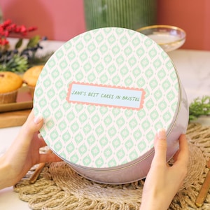 Personalised Christmas Pattern Cake Tin  Small And Large Bundle Customised Christmas Cake Storage Tin  Biscuit Barrel Favourite Treats