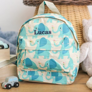 Personalised Elephant Children&#39;s School Lunch Bag Gift, Cotton Lunch Bag, Reusable Lunch Bag, Lunch Bag For Kids, Personalized Lunch Bag