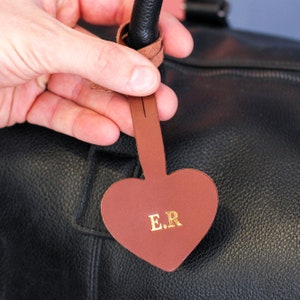 Personalised Heart Luggage Tag Bag Strap Gift, Personalised Luggage Tag, Custom Leather Luggage Tag, Personalised Bag Tag, Luggage Name Tag