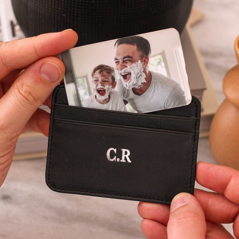 Personalised Initials Slim Credit Card Holder Premium Mens Travel Wallet or Card Holder Wallet Minimalist Wallet or Credit Card Wallet image 9