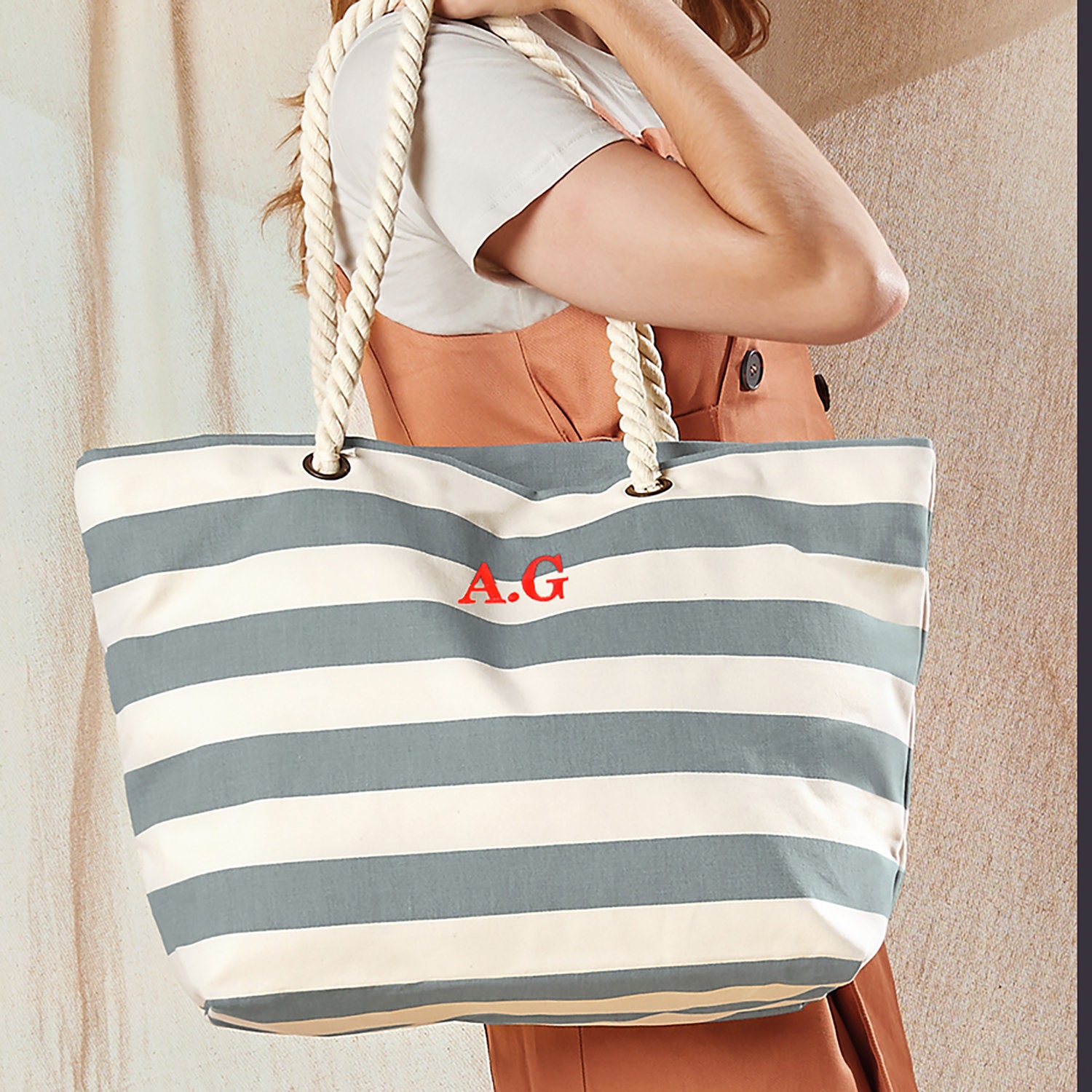 Strandtasche Tasche Mit Monogramm Segeltuch Tasche Damen Bestickte