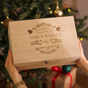 Personalisierte spezielle Lieferung Weihnachtsandenken-Box, personalisierte Holz-Andenken-Box, Holz-Weihnachtsbox, personalisierte Holz-Andenken-Box