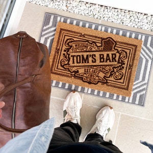 Personalised Brewery Door Mat - Customised Front Door Mat Or Welcome Mat For Home Pub - This Personalised Bar Runner Makes A Great Dad Gift