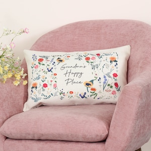Personalised Botanical Floral Cushion For The Home, Personalised Cushion Cover, Botanical Cushion, Personalised Cushions With Name, Mum Gift