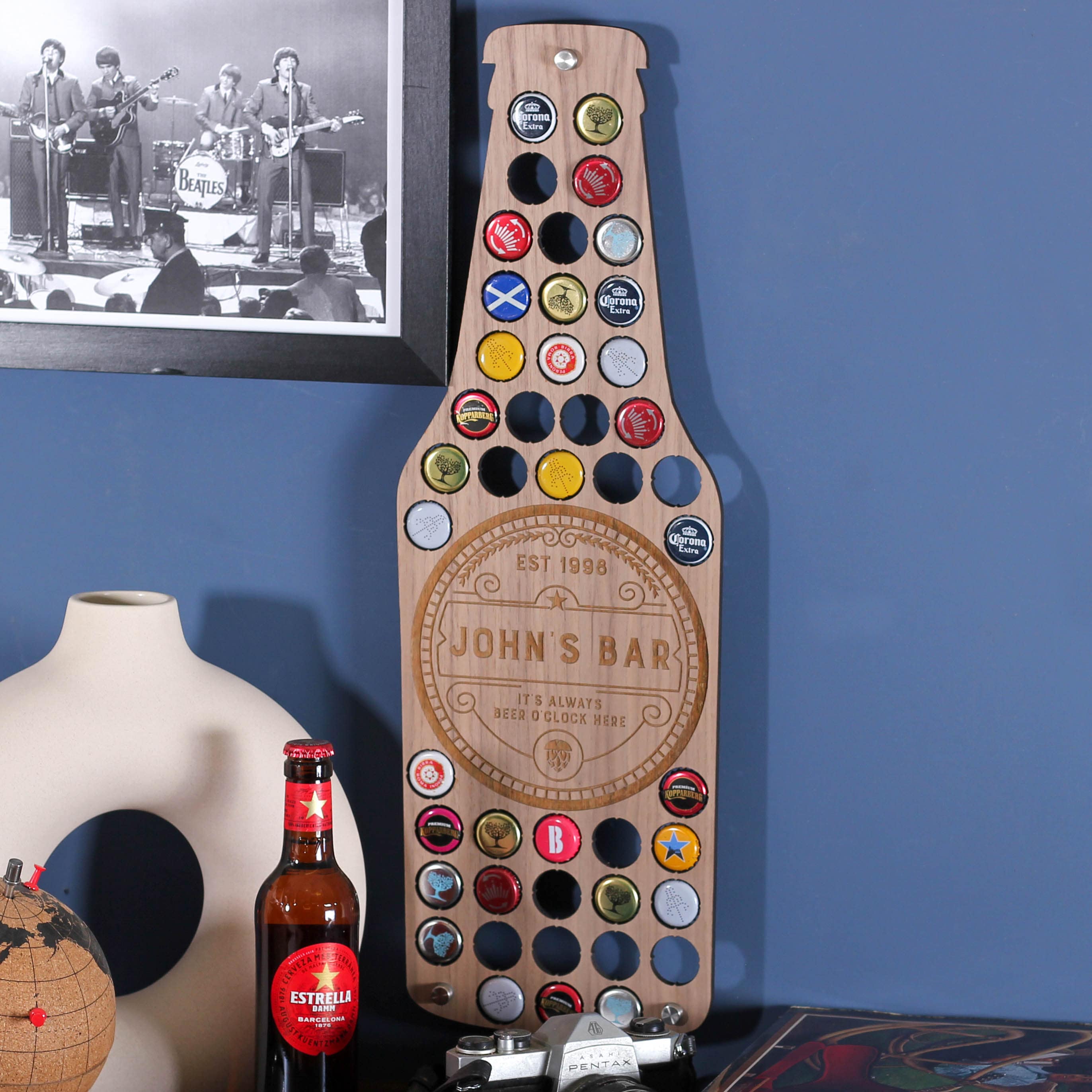Personalised Beer Bottle Cap Collector, Beer Cap Collector, Fathers Day Gift, Man Cave Decor, Bottle Top Collector, Beer Bottle Top Holder