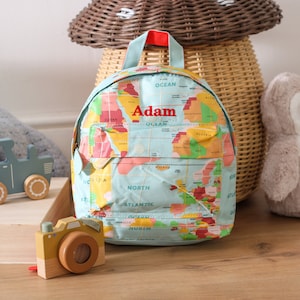 Sac à dos enfant personnalisé avec carte, cadeau de voyage, cartable d'école, sac à dos pour enfants, sac de voyage scolaire, sac à dos pour enfants, cadeau pour enfants